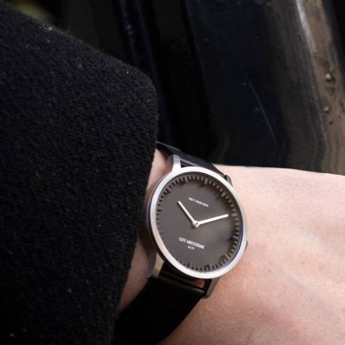 LEFF amsterdam Tube Watch T32 – Stainless Steel/Black – Steel Case – Black Leather Strap – Ø 32mm – LT74713 – Quartz Movement